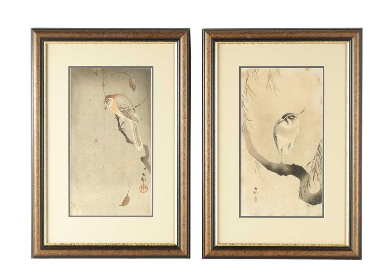 A Fine Japanese Pair of Shin-hanga Woodblock Prints, by Ohara Koson (1877–1945)