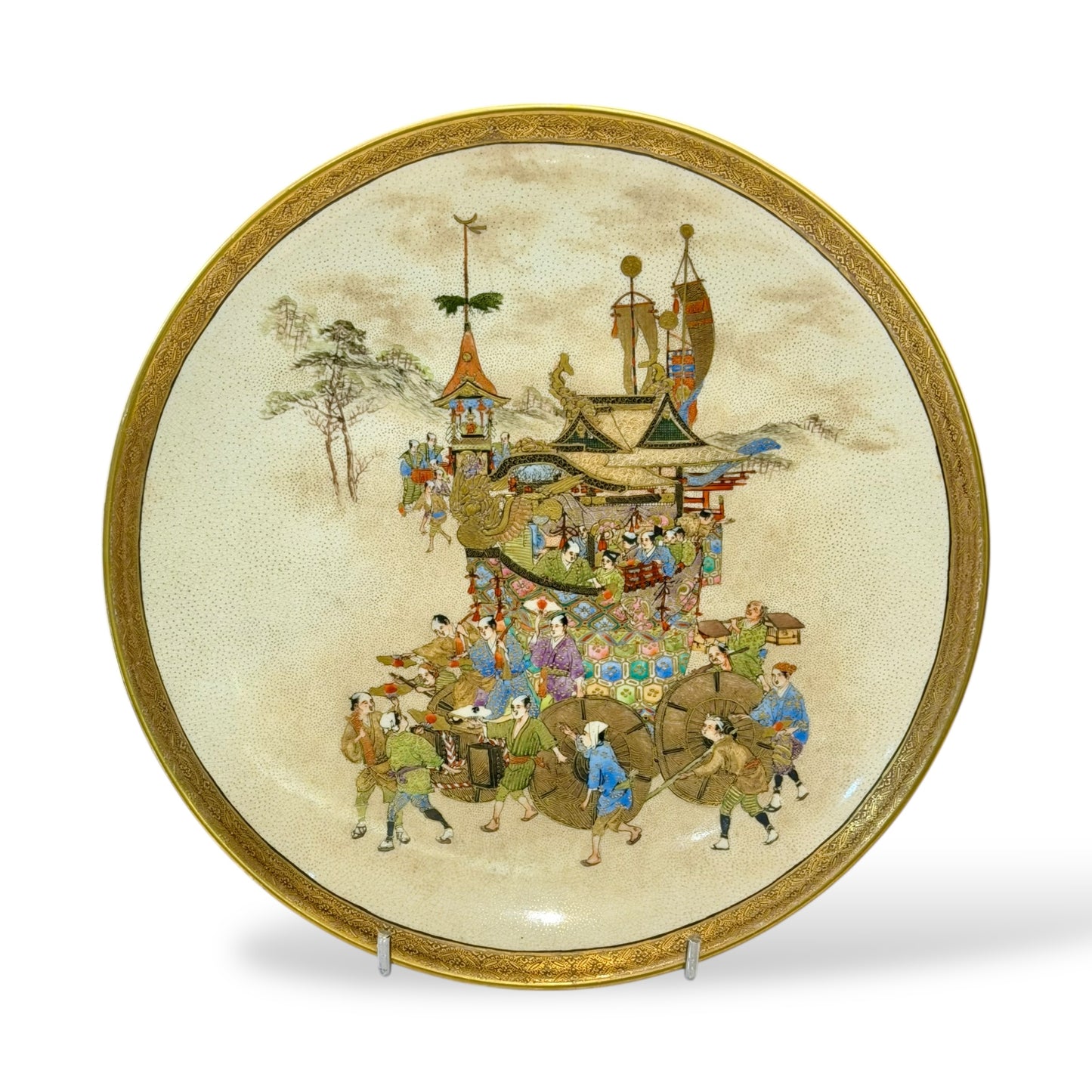 A Fine and Highly Detailed Satsuma Earthenware Charger, Signed Hōzan (保山), Meiji Period
