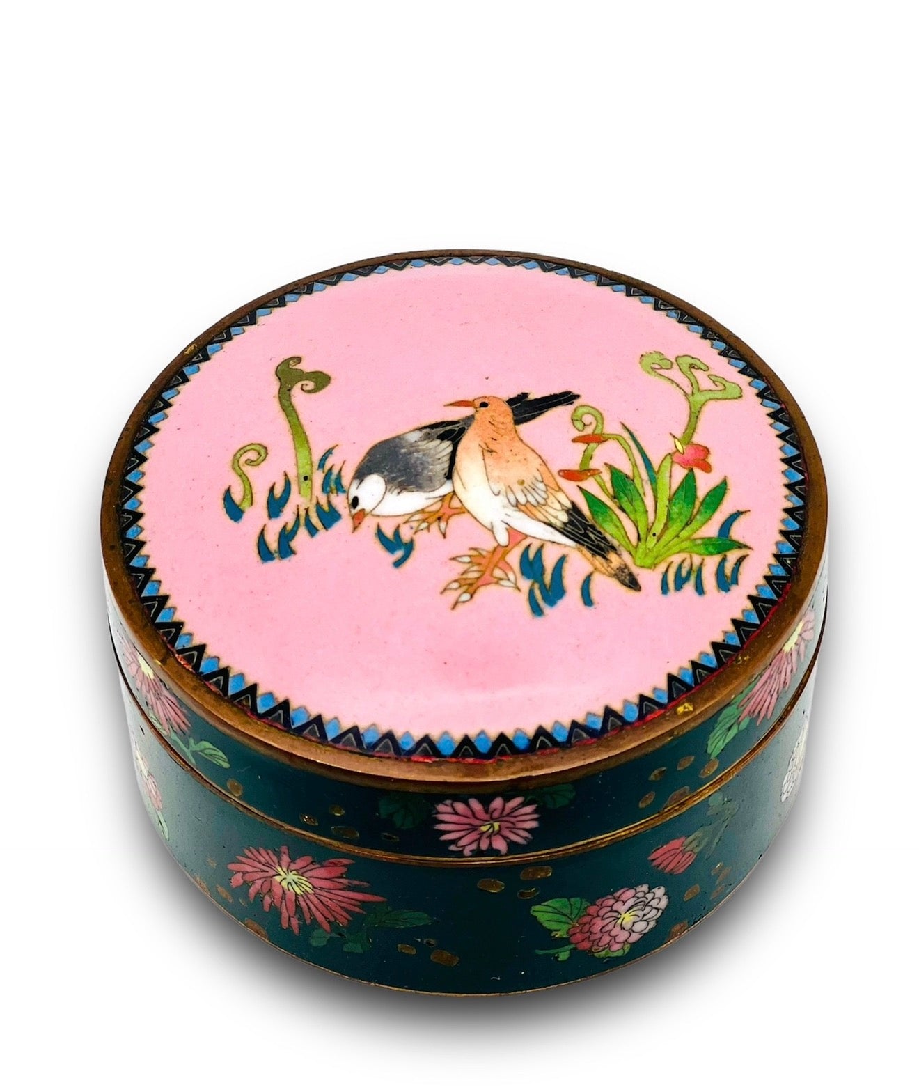 A fine Japanese cloisonne enamel box and cover.Meiji period.