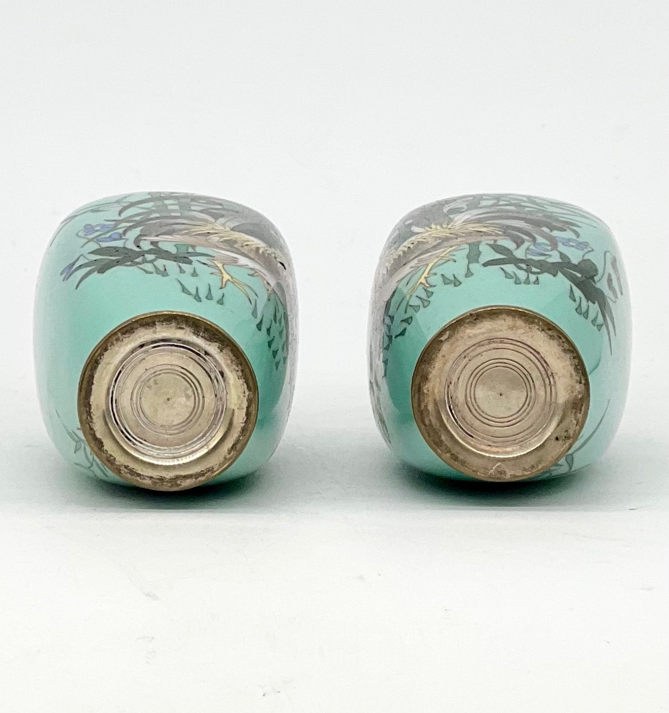 An Exceptional Pair of Japanese Cloisonné Enamel Vases with Roosters