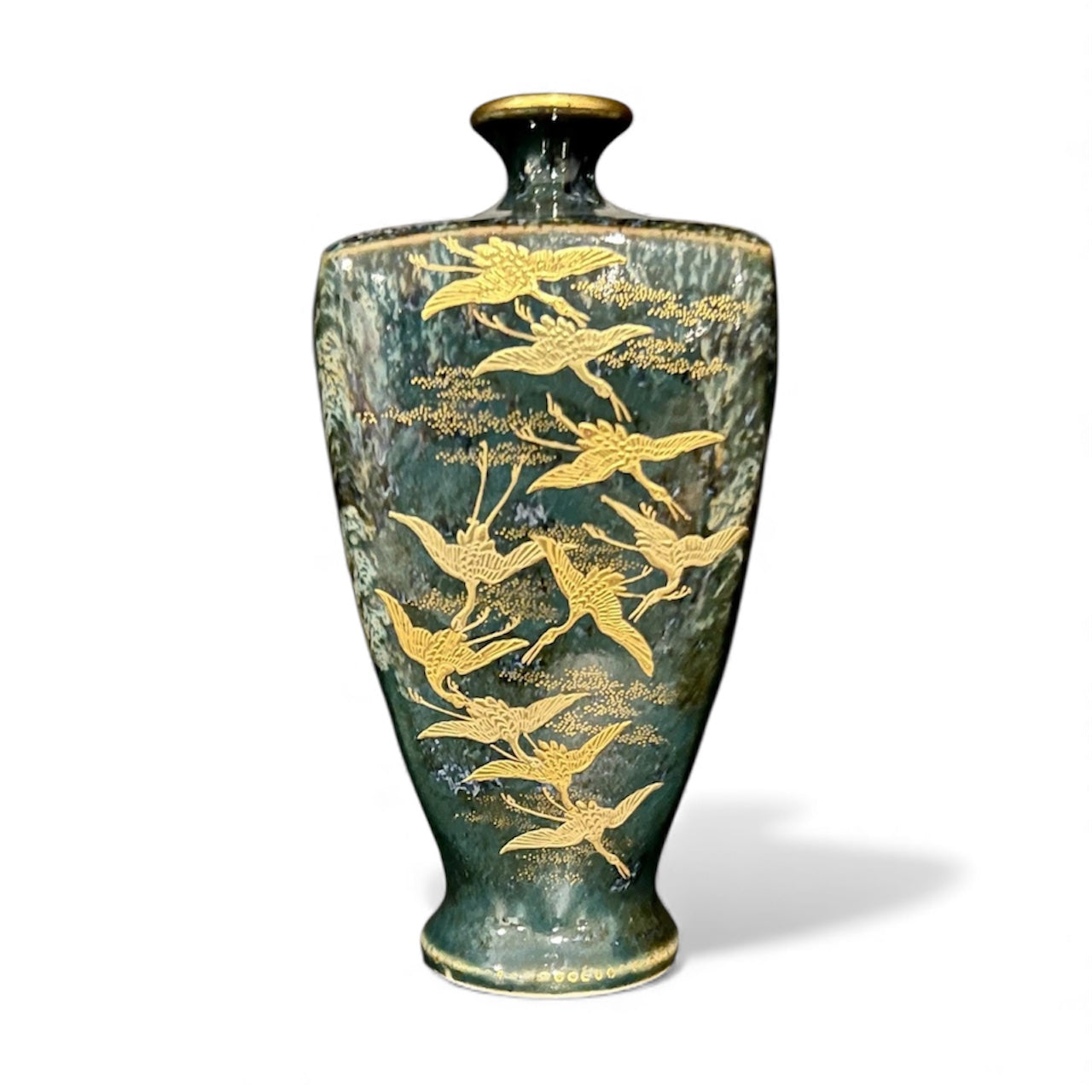 A Fine Satsuma Square-Shouldered Vase with Cranes By Kinkōzan, Meiji era