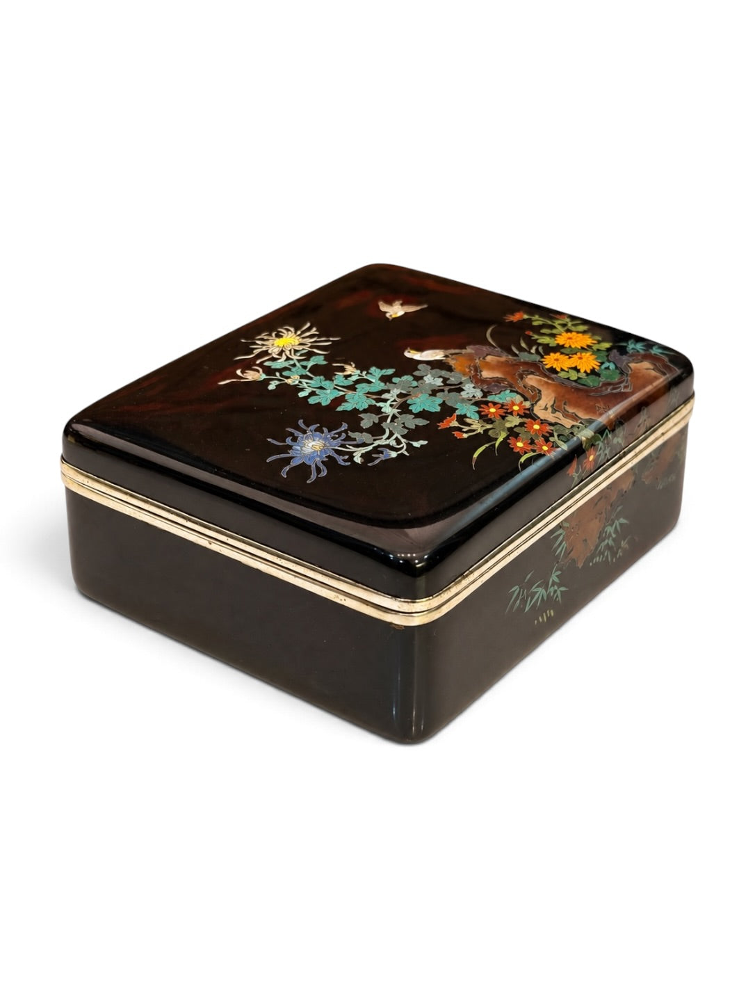 A fine Japanese cloisonné enamel box and cover, in the manner of Hayashi Kodenji

Meiji period (1868–1912)