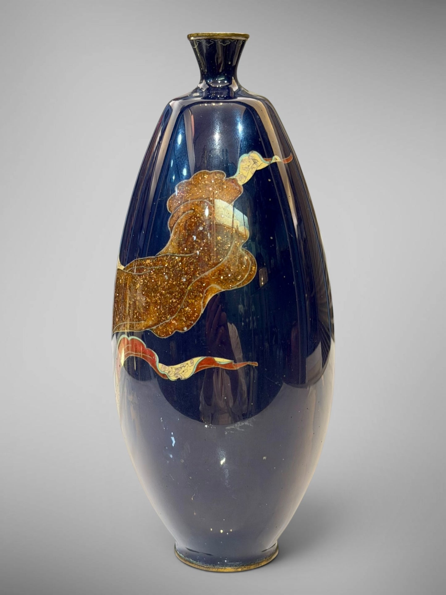 A Fine Japanese Cloisonné Enamel Vase Depicting a Tennin.Meiji period (1868–1912)