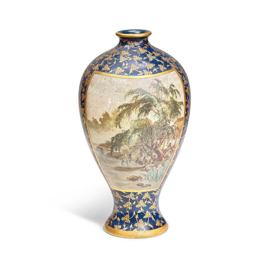 A Fine Satsuma Cabinet Vase, Signed Kinkōzan zo, Meiji Period