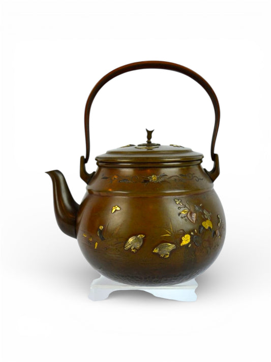 A Fine Japanese Mixed-Metal Teapot.Meiji Period