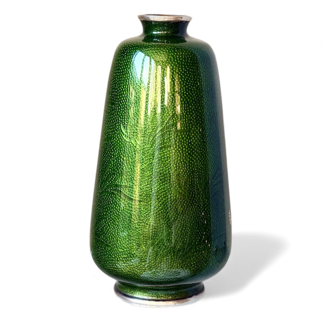 A Japanese Cloisonné Enamel Vase with Koi over Emerald Nanako Ground

Nagoya, late Meiji period