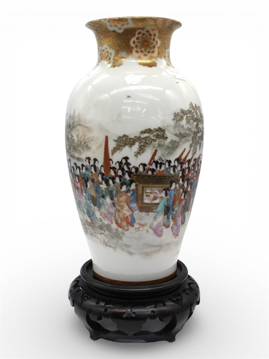 Exceptional Meiji Kutani Vase Depicting an Imperial Court Procession.Meiji period