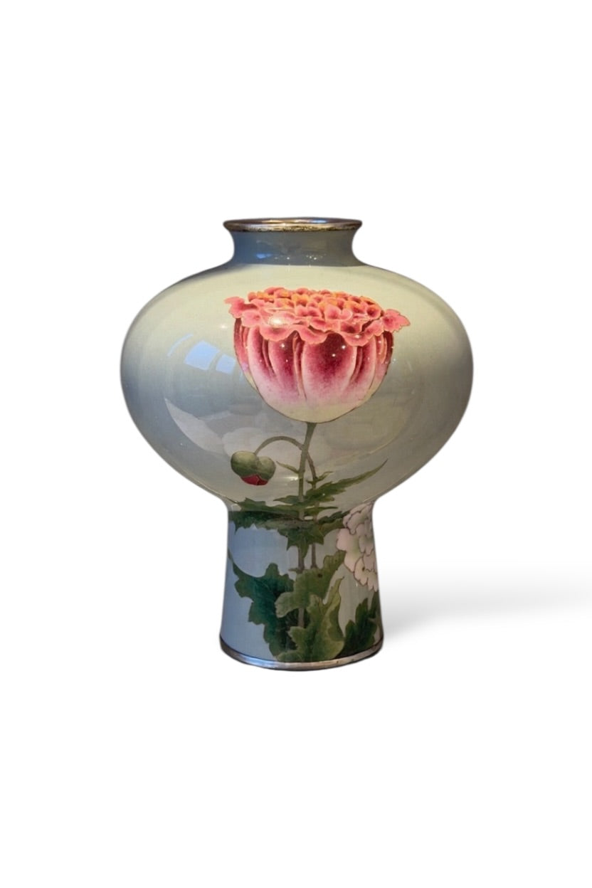 An Exceptional Japanese Cloisonné Enamel Vase with Peony in Full Bloom, signed Gotō Shōzaburō, Late Meiji period