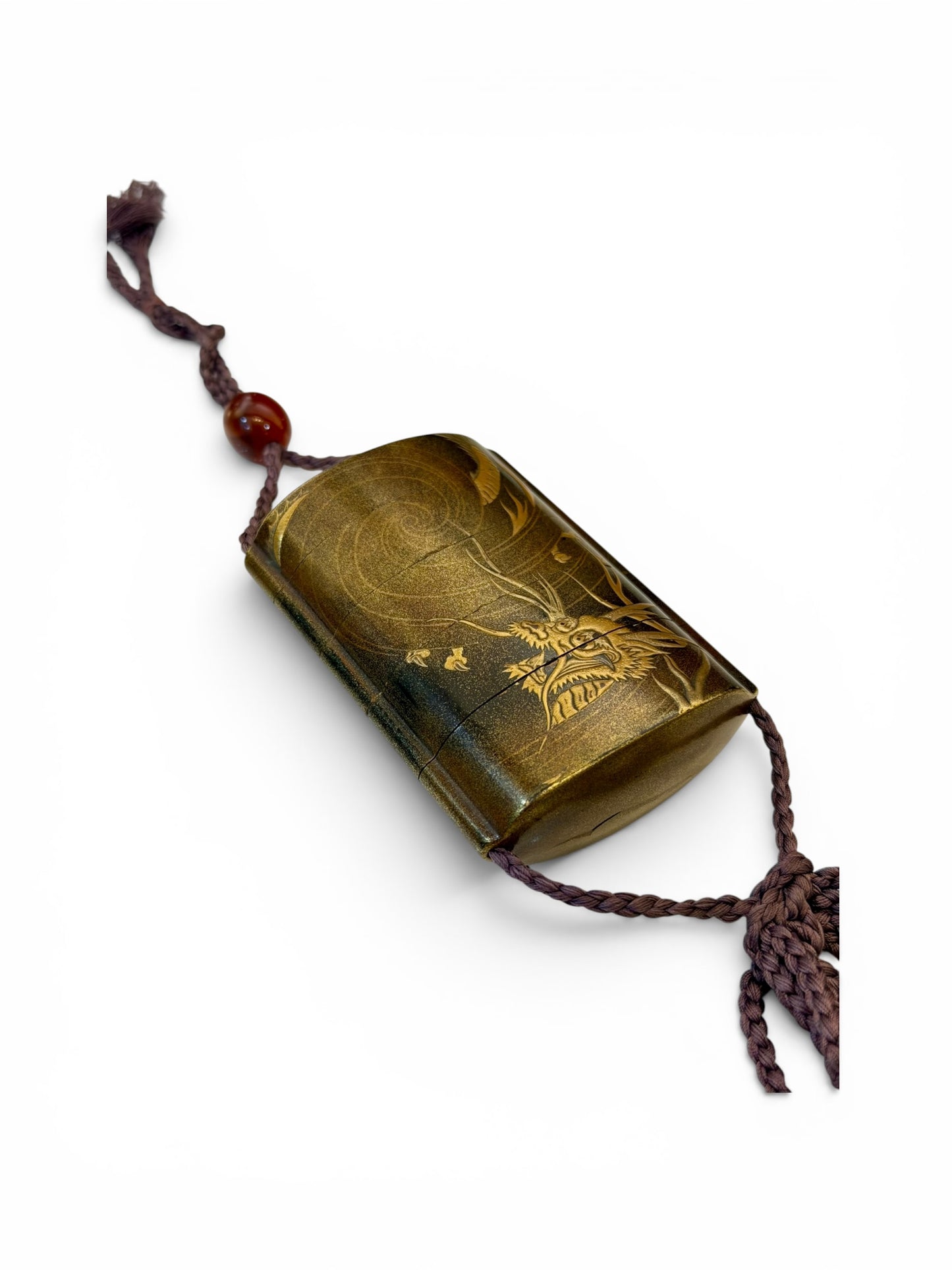 A Fine Japanese Gold Lacquer Five-Case Inrō with Tiger and Dragon.Meiji period
