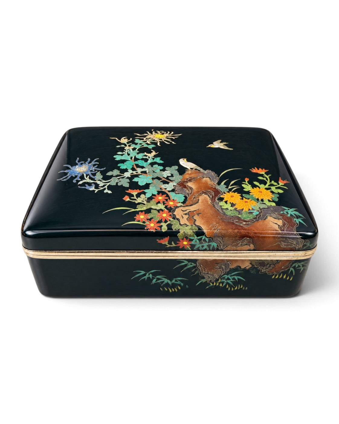 A fine Japanese cloisonné enamel box and cover, in the manner of Hayashi Kodenji

Meiji period (1868–1912)