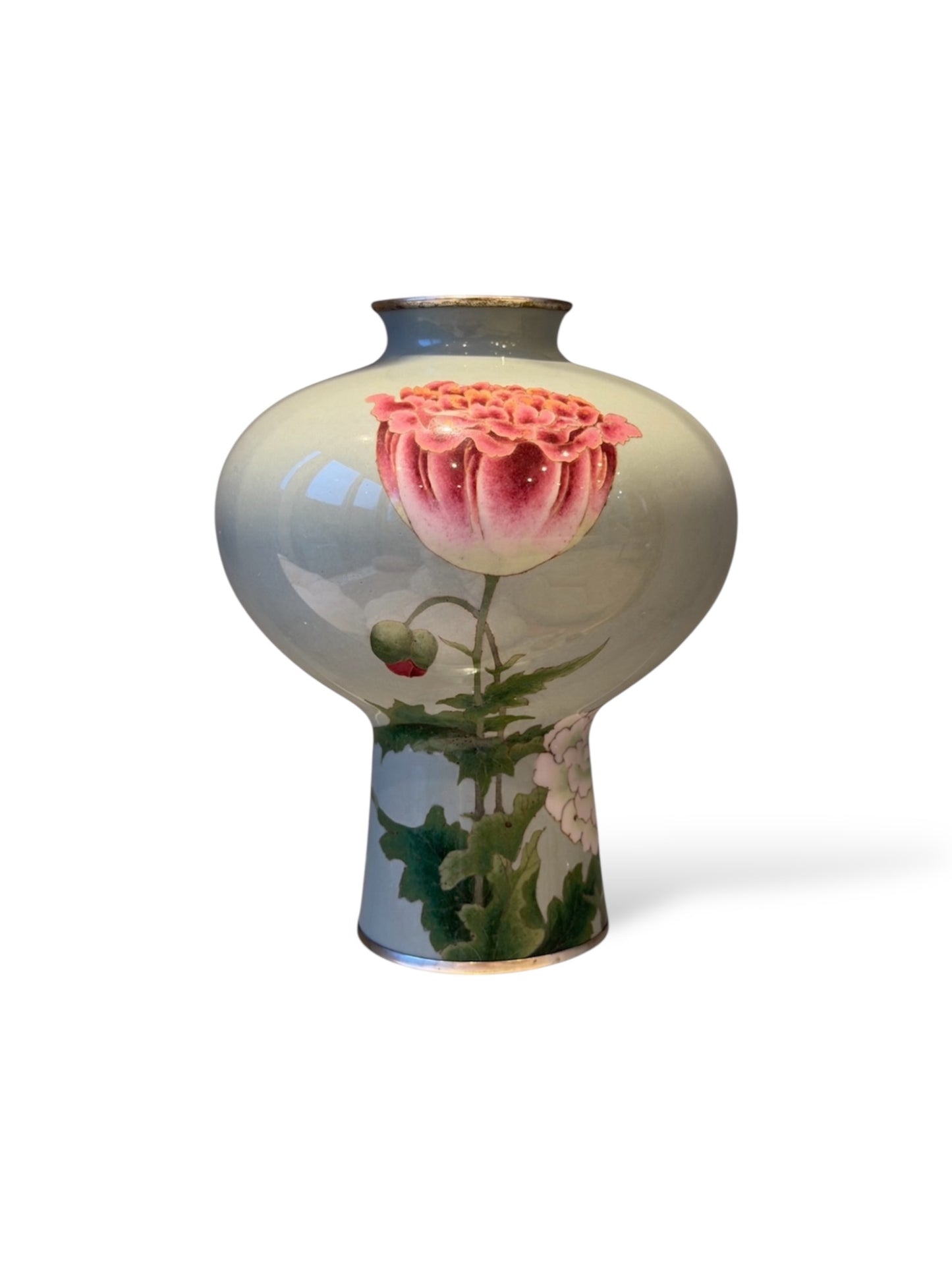 An Exceptional Japanese Cloisonné Enamel Vase with Peony in Full Bloom, signed Gotō Shōzaburō, Late Meiji period