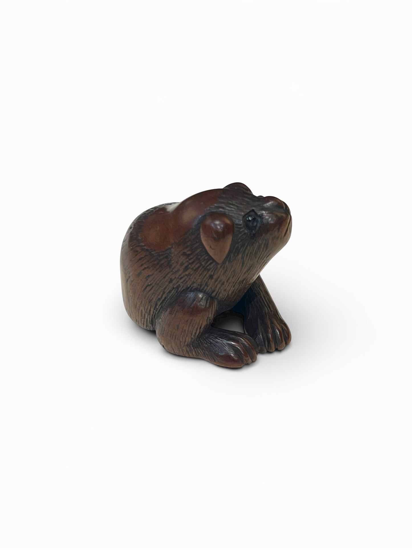 A Japanese Wood Netsuke of a Seated Puppy-Signed Masanao (正直)Japan, Late Edo to Early Meiji period,