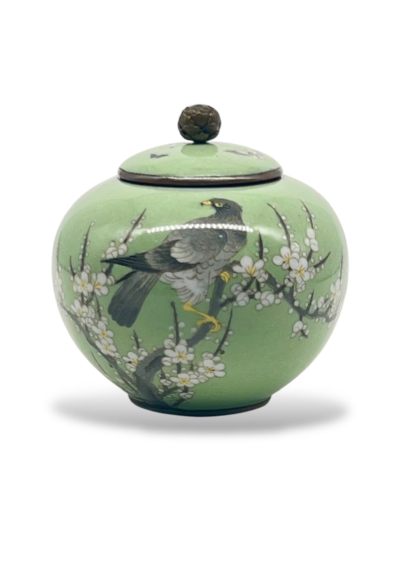 Japanese Cloisonné Koro with a Bird, butterflies and Floral Motif
Meiji Period