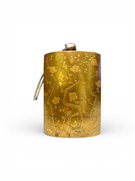 Japanese Lacquer Inrō with Plum Blossom (Ume) Design — Meiji period
