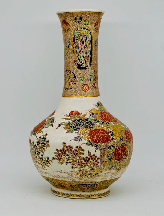 A large Imperial Satsuma earthenware vase by Tokozan,Meiji period