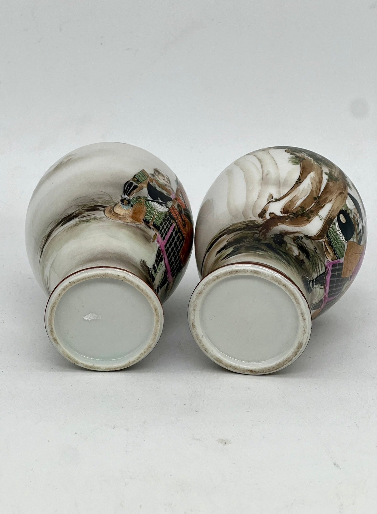 A Rare Pair of Meiji Arita Narrative Porcelain Vases with Daimyō and Attendants.Meiji Period