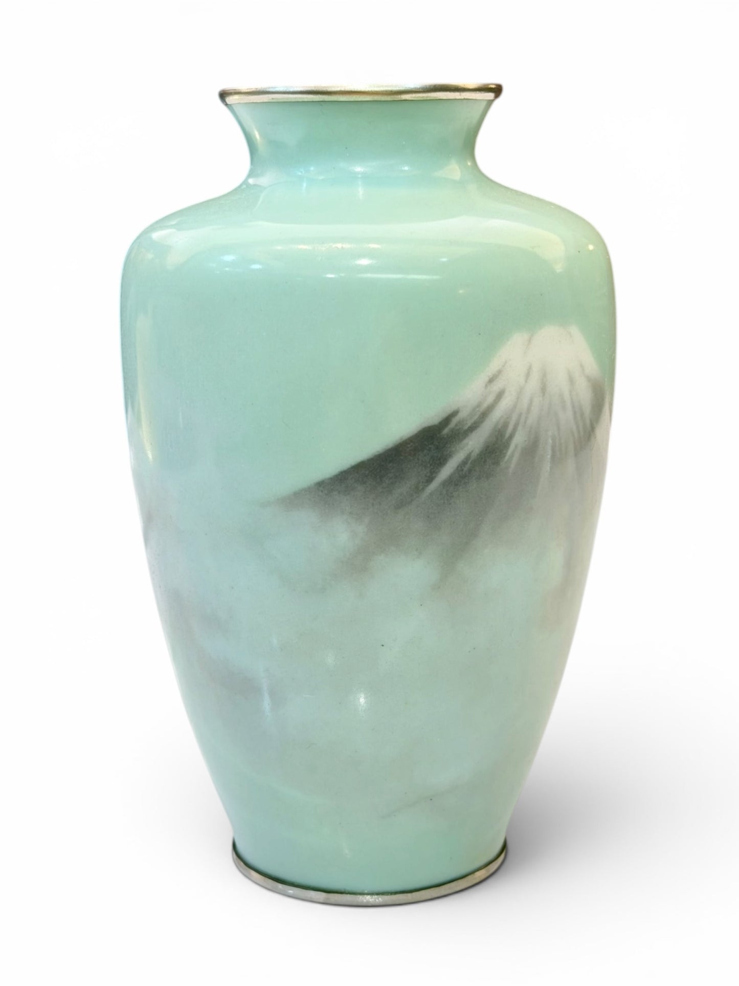 A Fine Japanese Musen (Wireless) Cloisonné Enamel Vase with Mount Fuji.Meiji period