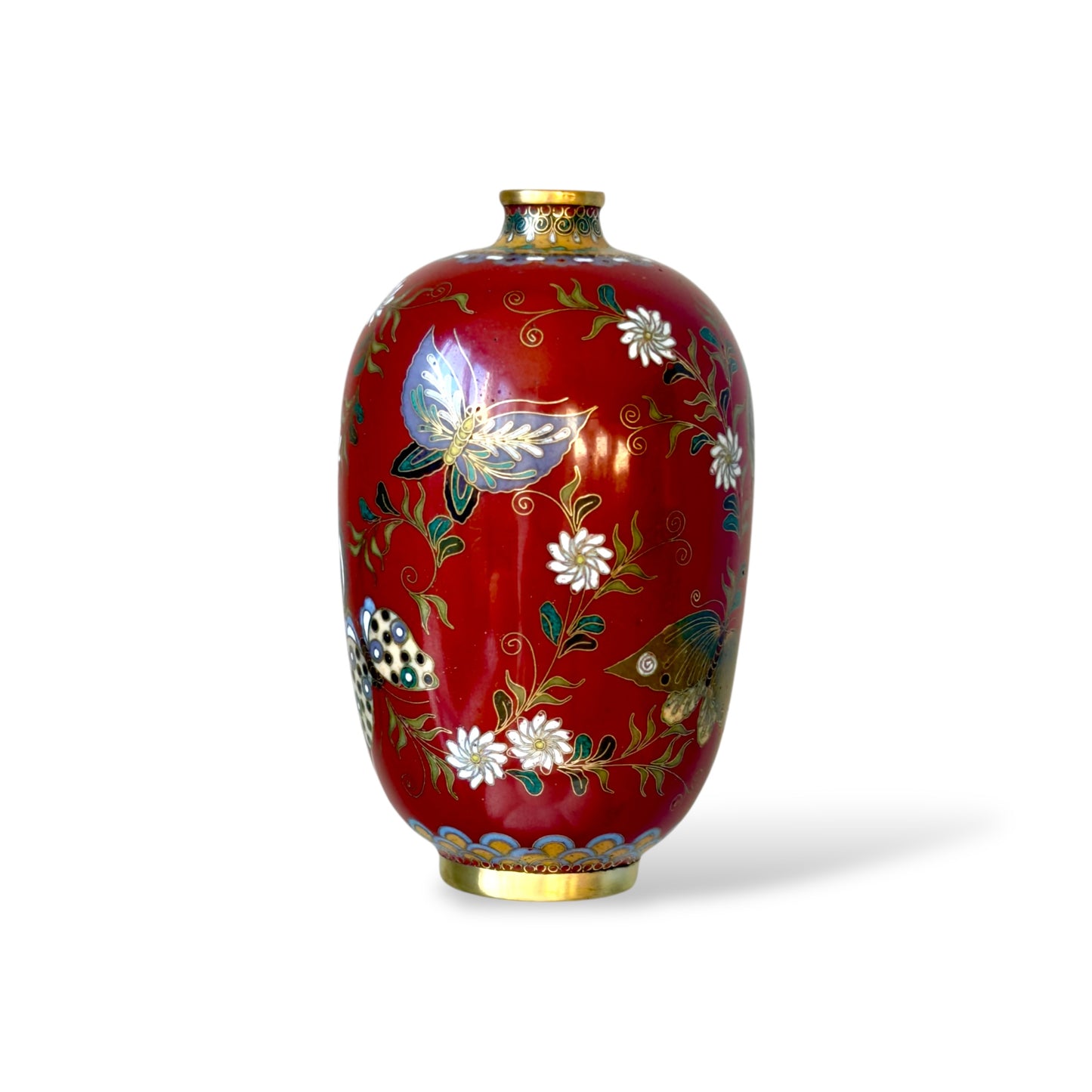 A Fine Japanese Cloisonné Enamel Cabinet Vase in the Manner of Kyoto Shibata.Meiji Period