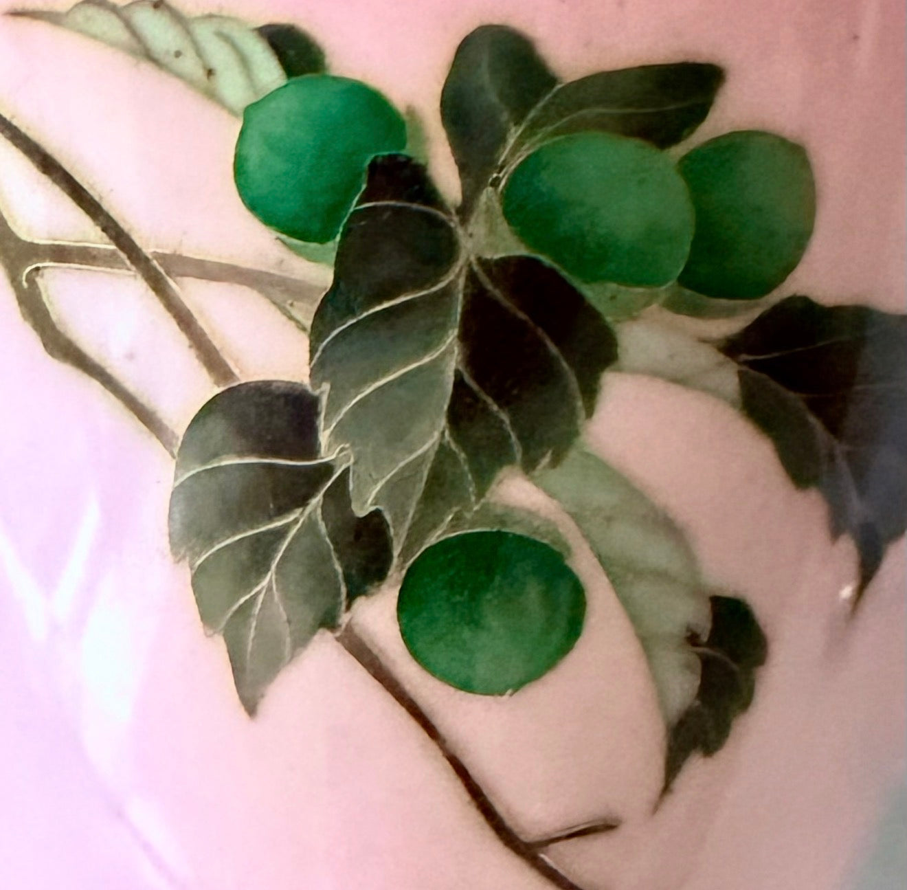 A Fine Japanese Cloisonné Enamel Vase with Fruiting Branch on Pink Ground, Meiji Period