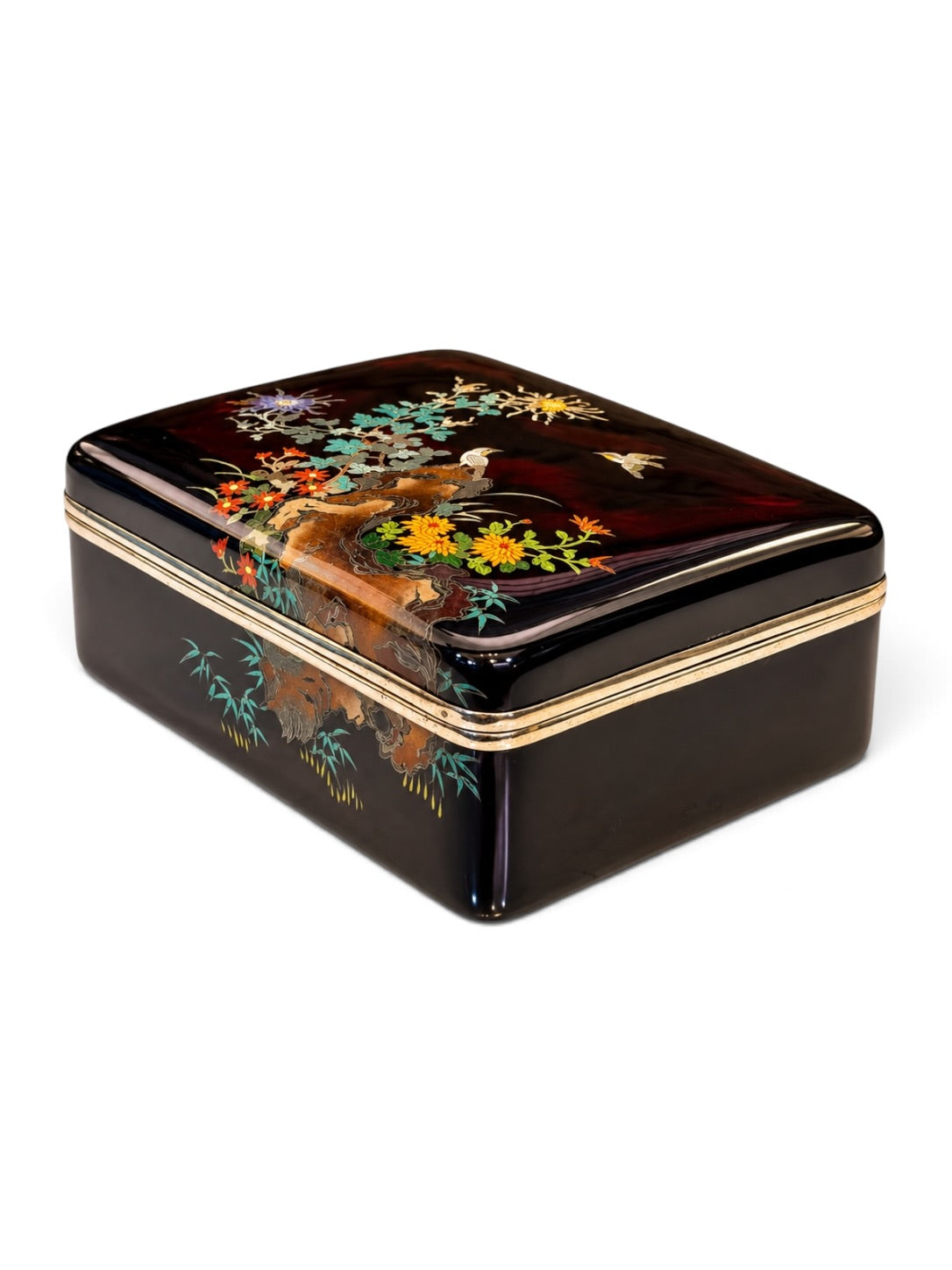 A fine Japanese cloisonné enamel box and cover, in the manner of Hayashi Kodenji

Meiji period (1868–1912)