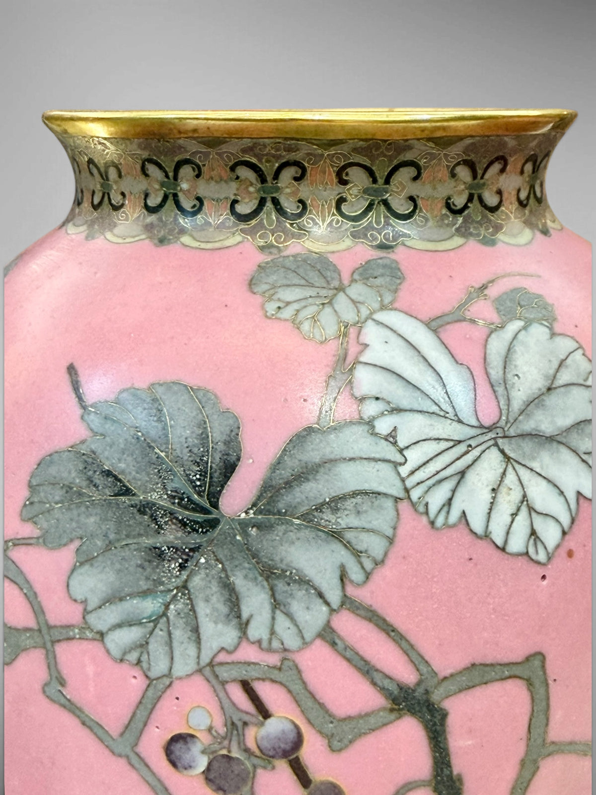 A FINE PAIR OF JAPANESE CLOISONNÉ ENAMEL VASES WITH BIRDS AND GRAPEVINE, IN THE MANNER OF NAMIKAWA SŌSUKE-Meiji period
