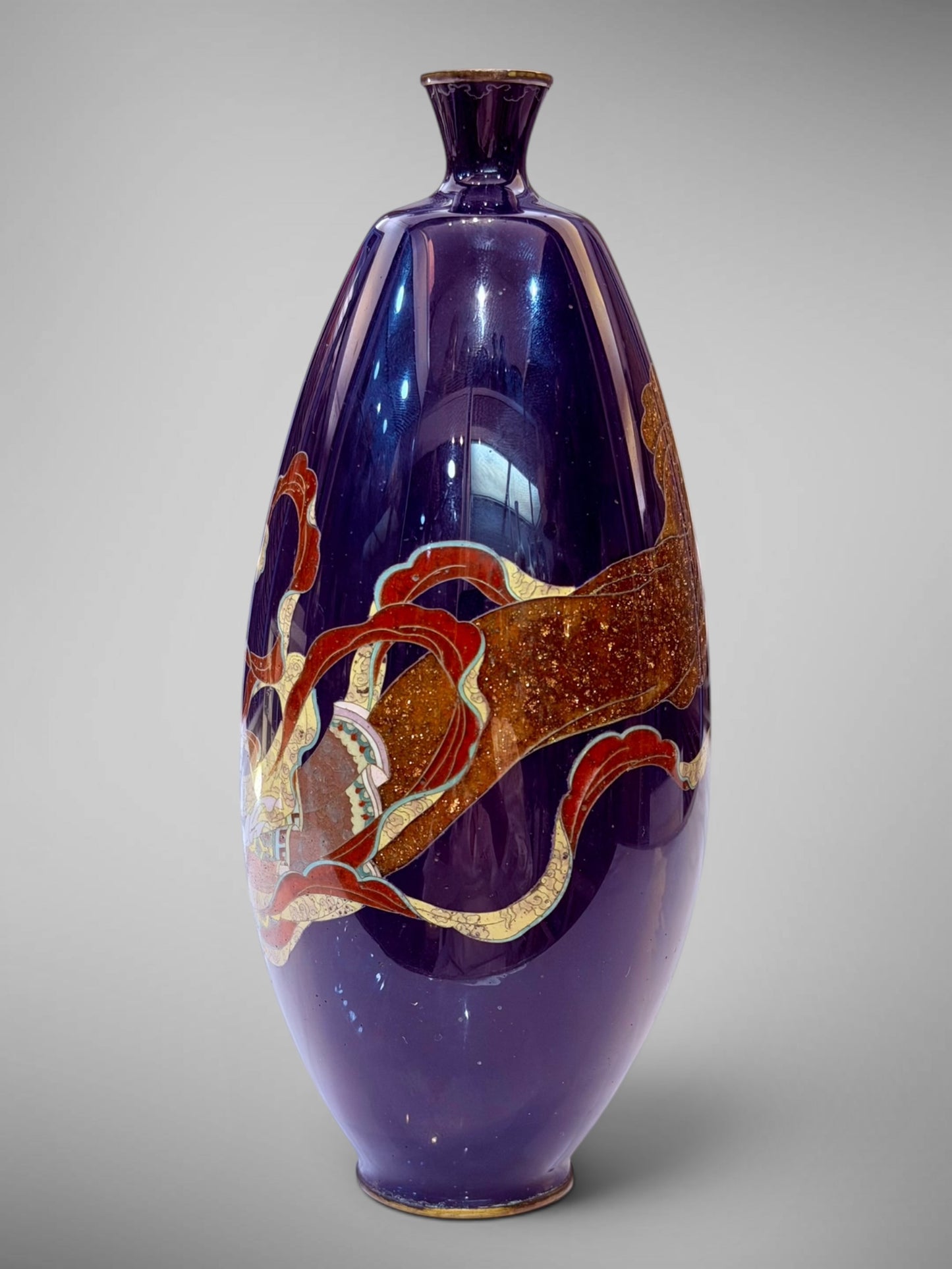 A Fine Japanese Cloisonné Enamel Vase Depicting a Tennin.Meiji period (1868–1912)