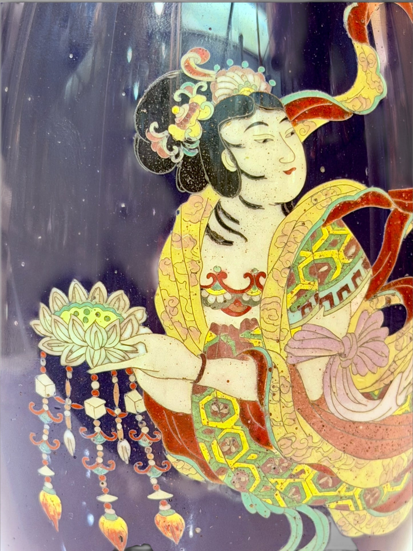 A Fine Japanese Cloisonné Enamel Vase Depicting a Tennin.Meiji period (1868–1912)