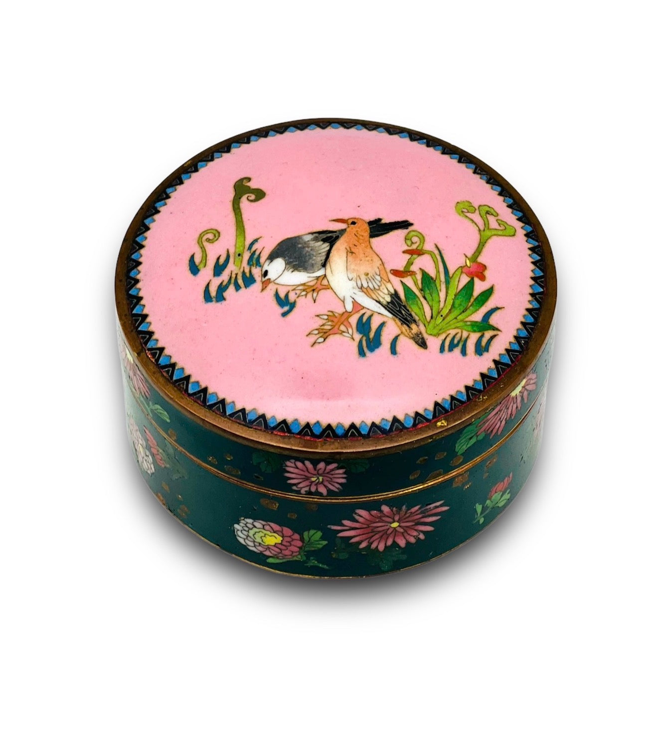 A fine Japanese cloisonne enamel box and cover.Meiji period.
