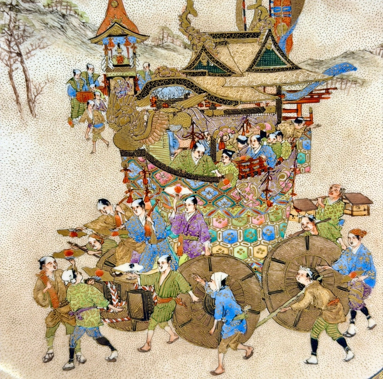 A Fine and Highly Detailed Satsuma Earthenware Charger, Signed Hōzan (保山), Meiji Period
