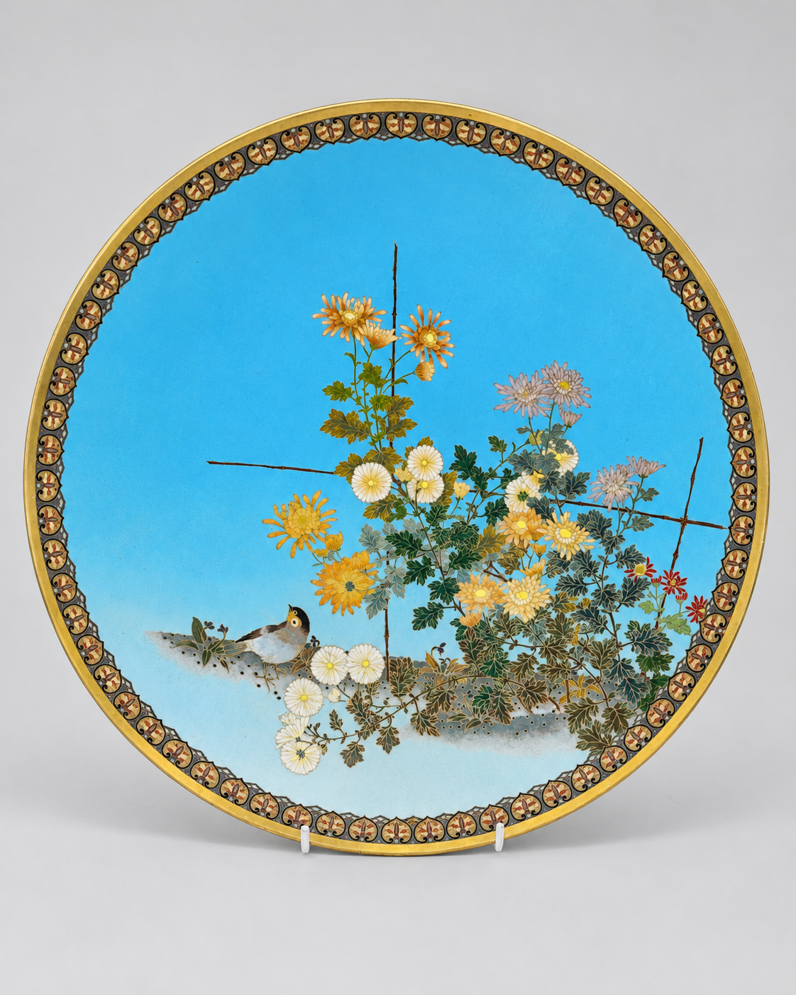 A Fine Japanese Gold-Wire Cloisonné Enamel Charger, in the Manner of Namikawa Sosuke
Meiji period (1868–1912)