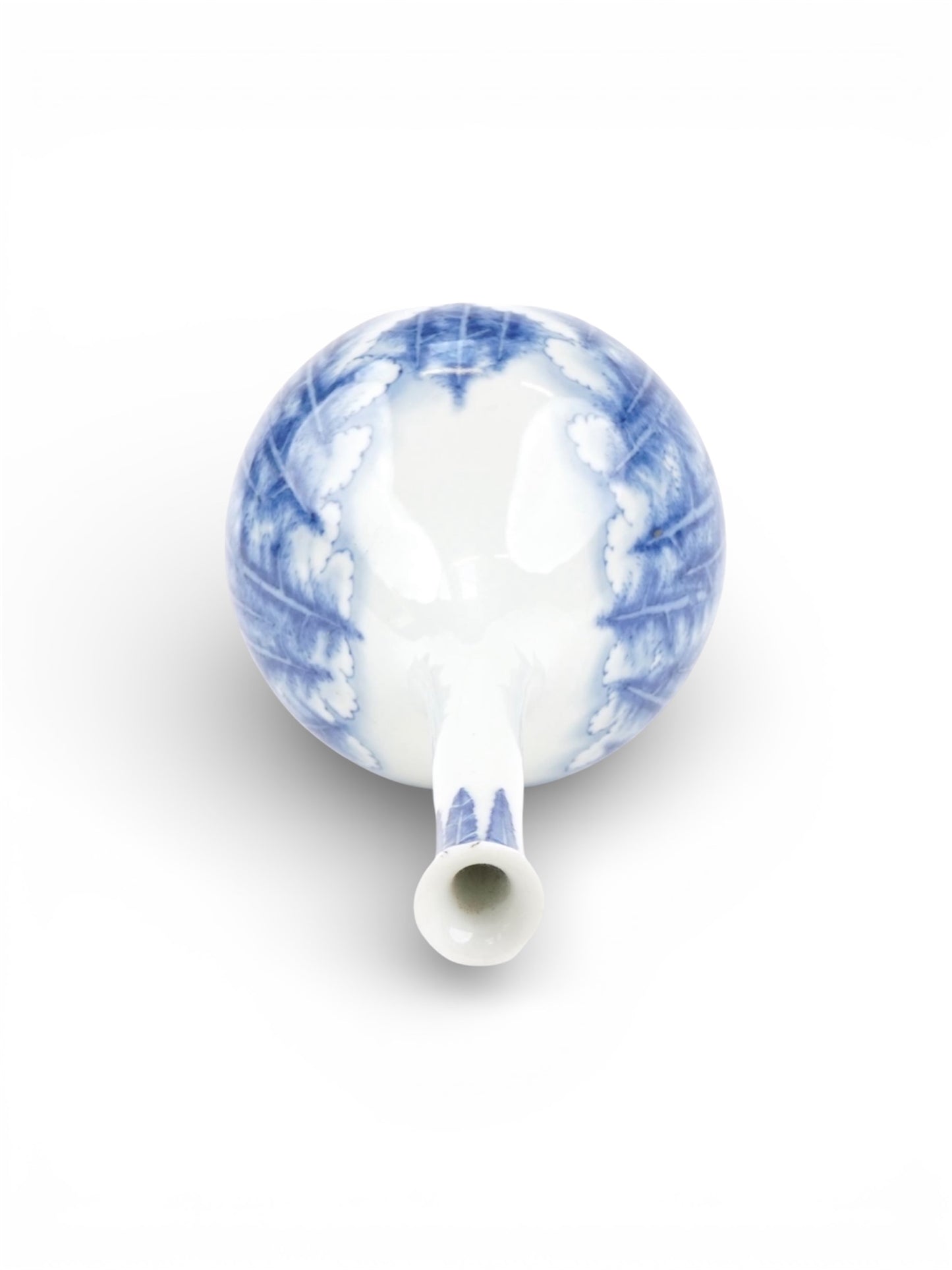 An Elegant Hirado Porcelain Bottle Vase with Pine Landscape, Meiji Period