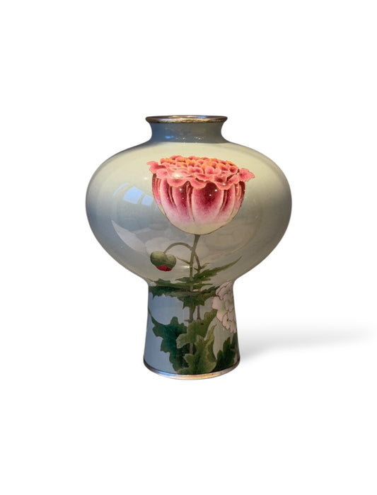 An Exceptional Japanese Cloisonné Enamel Vase with Peony in Full Bloom, signed Gotō Shōzaburō, Late Meiji period