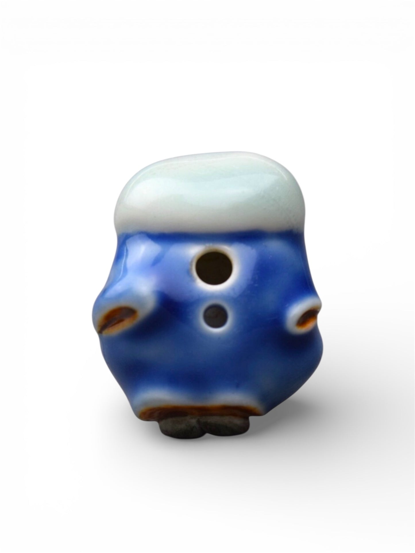 An Unusual Hirado Porcelain Netsuke of Hotei,Meiji Period