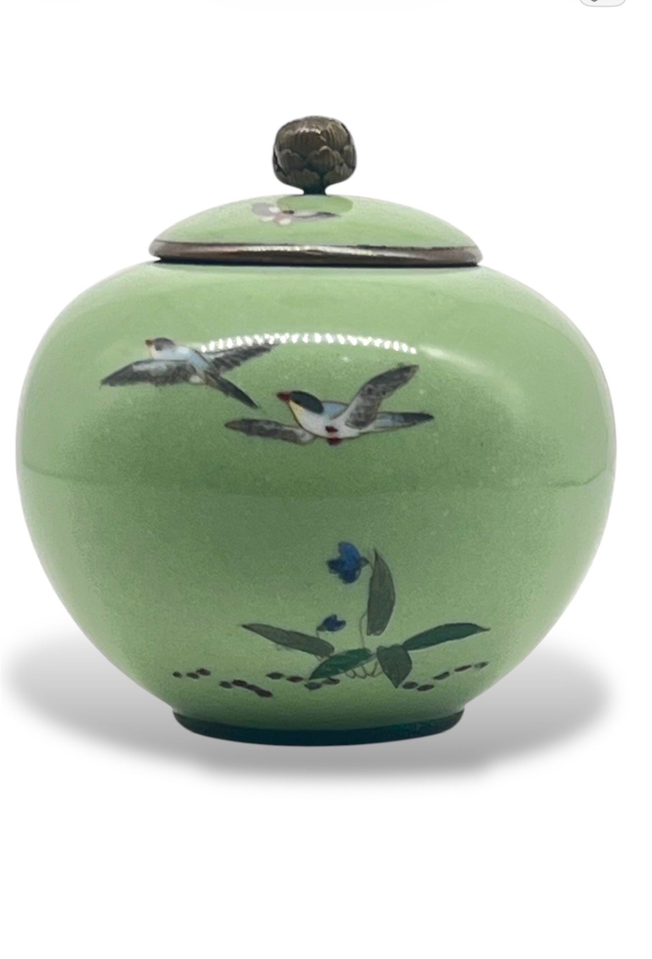 Japanese Cloisonné Koro with a Bird, butterflies and Floral Motif
Meiji Period