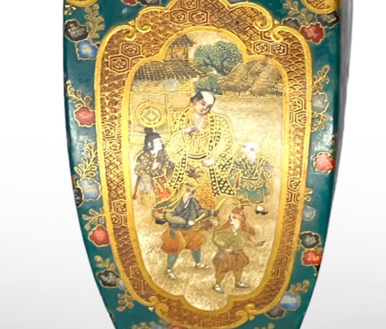 An Important Pair of Kyoto Satsuma Square-Section Vases by Ryōzan, Meiji Period