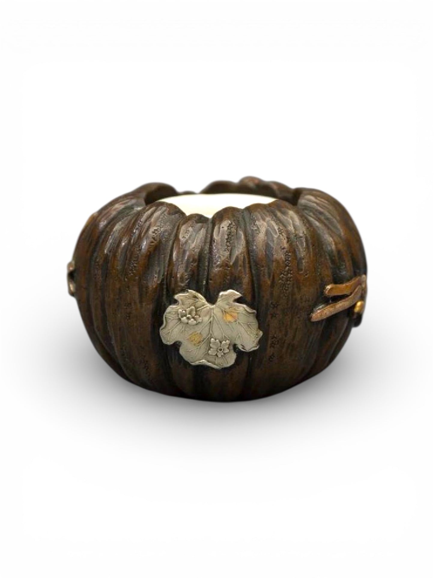 A FINE JAPANESE MIXED-METAL BRONZE INKPOT.Meiji period