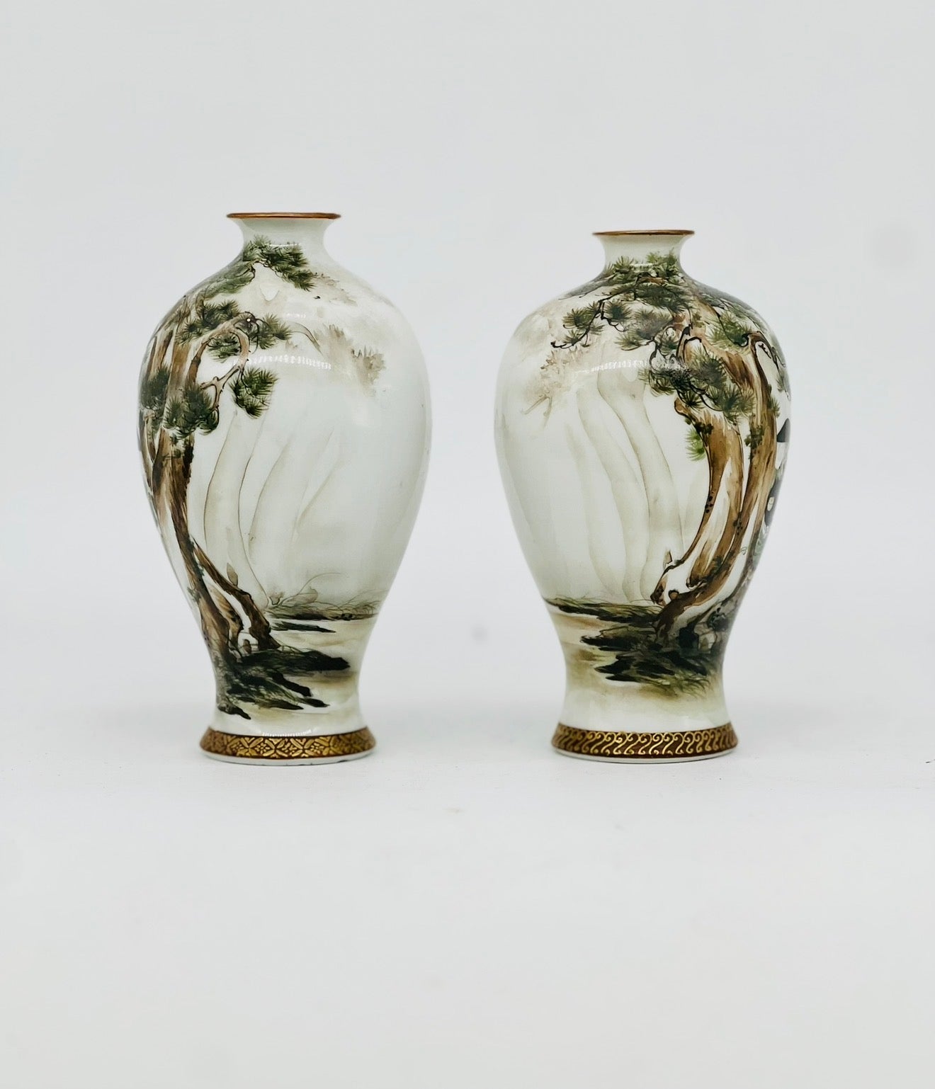 A Rare Pair of Meiji Arita Narrative Porcelain Vases with Daimyō and Attendants.Meiji Period
