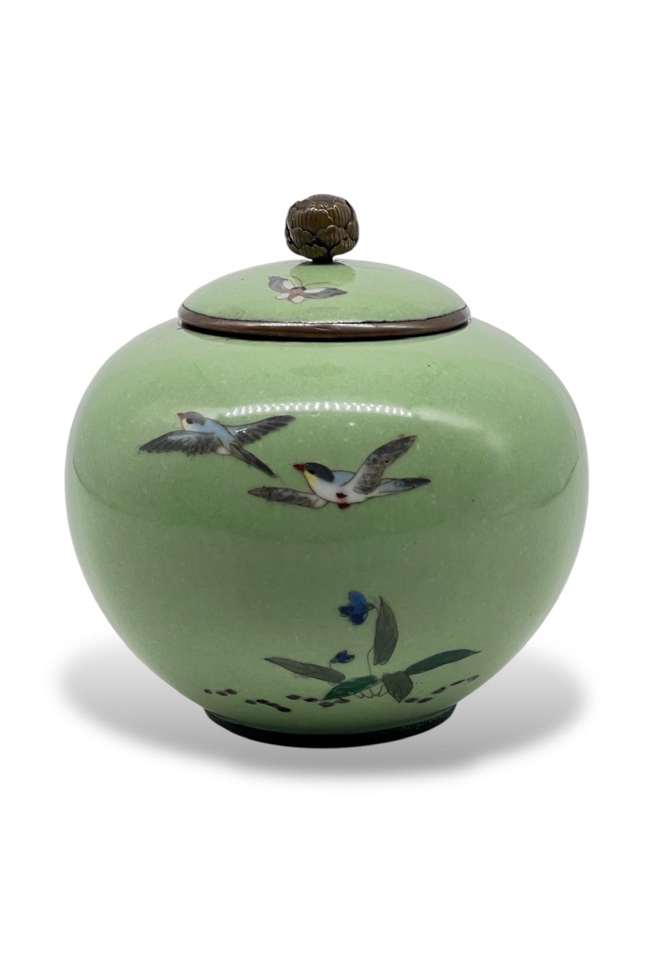 Japanese Cloisonné Koro with a Bird, butterflies and Floral Motif
Meiji Period