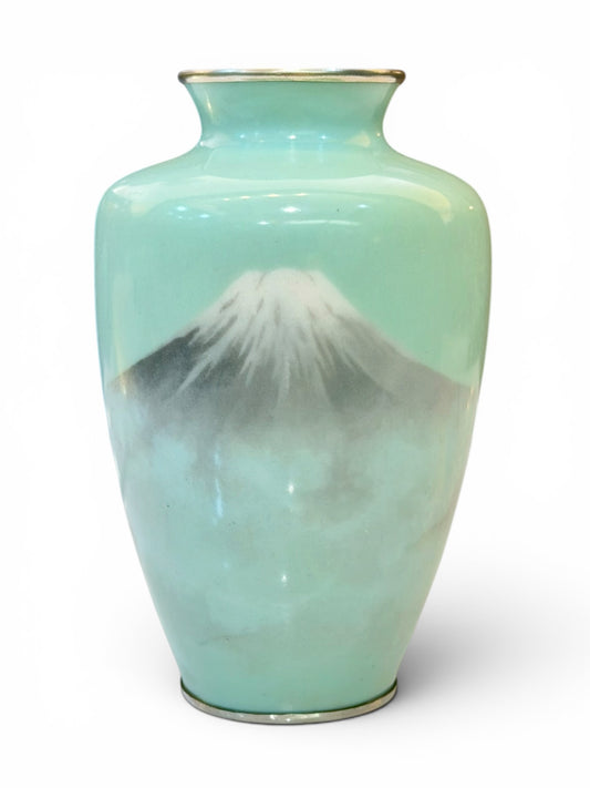 A Fine Japanese Musen (Wireless) Cloisonné Enamel Vase with Mount Fuji.Meiji period