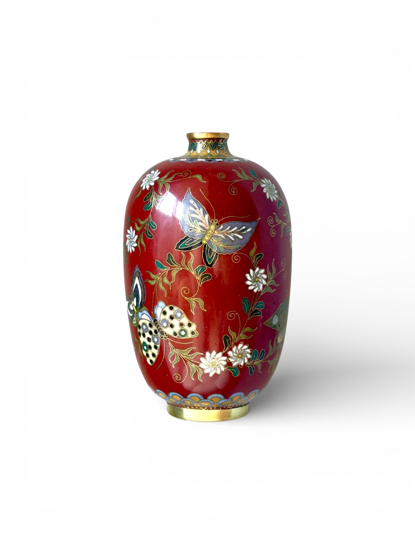 A Fine Japanese Cloisonné Enamel Cabinet Vase in the Manner of Kyoto Shibata.Meiji Period