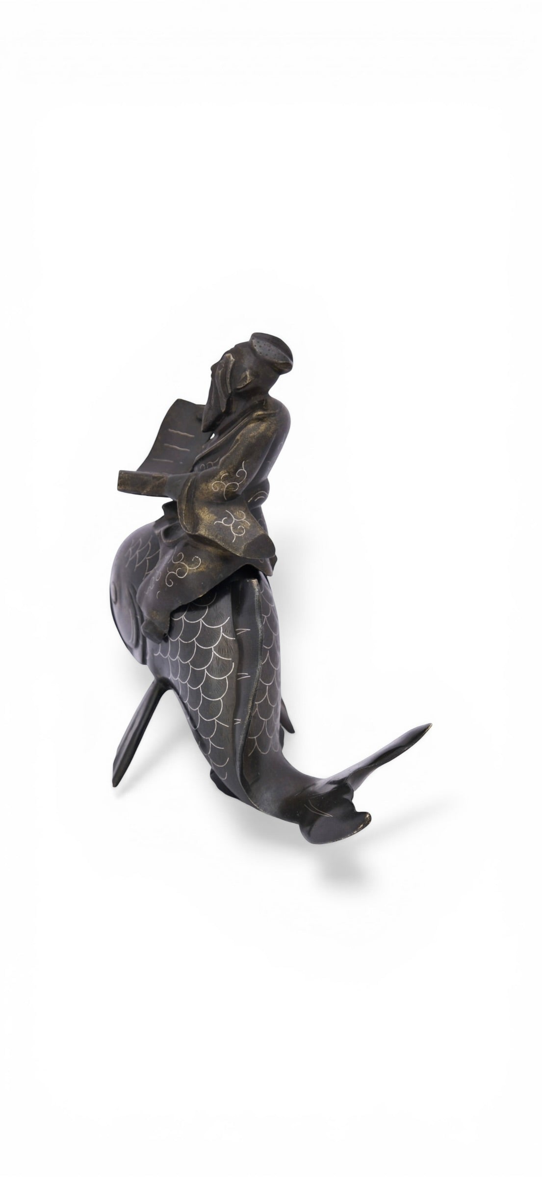 A Japanese Bronze and Silver Inlaid Koro, Meiji Period