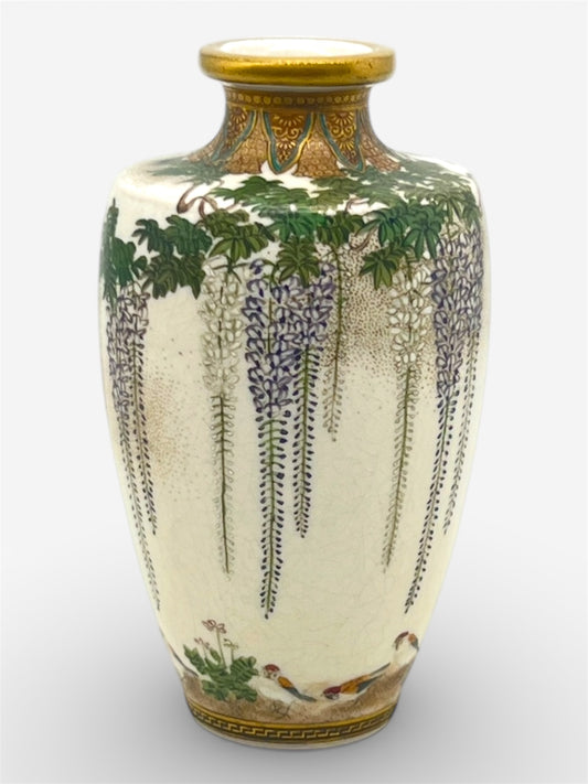 A Japanese Satsuma earthenware vase by Kinkōzan.Meiji period