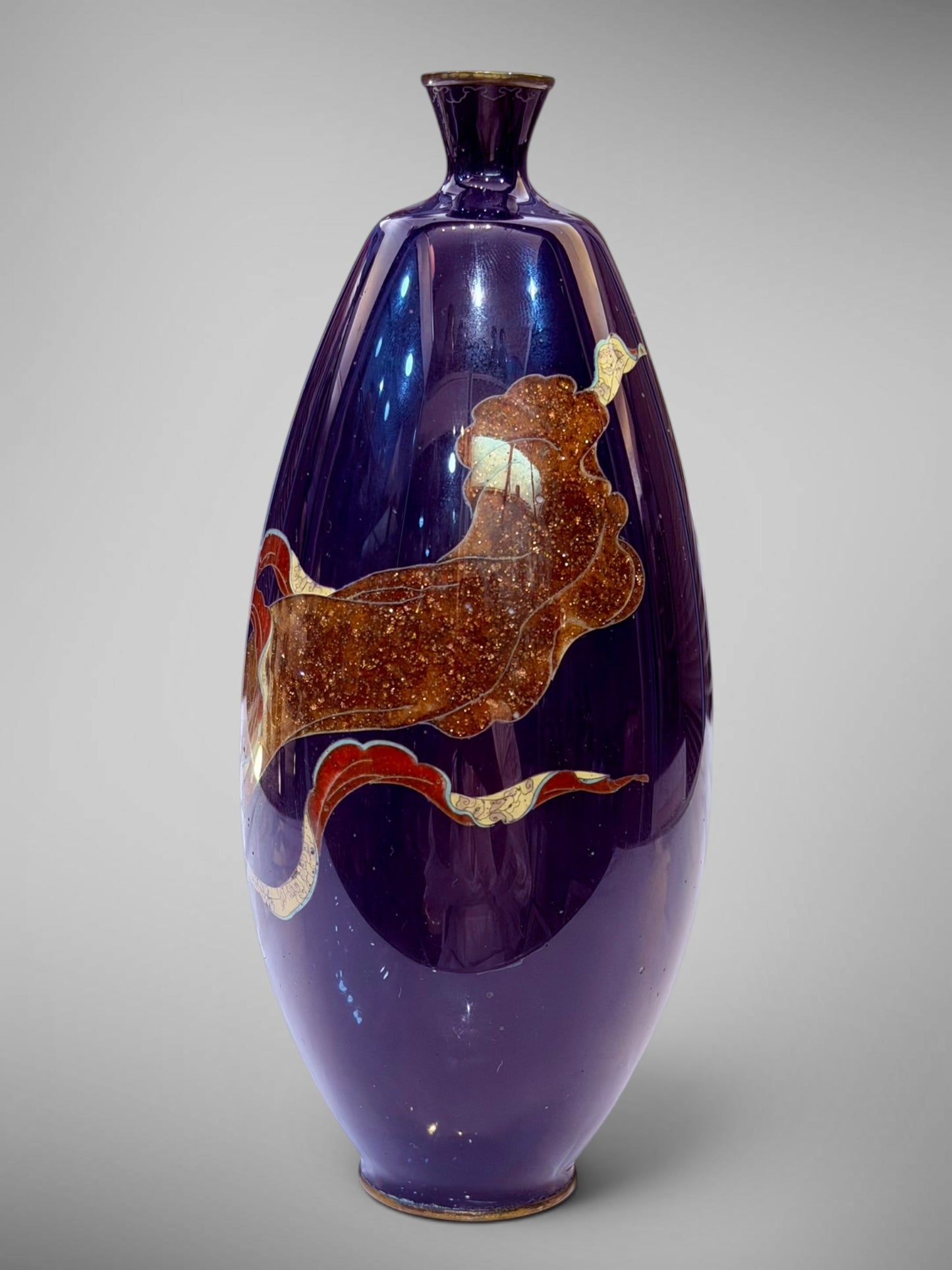 A Fine Japanese Cloisonné Enamel Vase Depicting a Tennin.Meiji period (1868–1912)