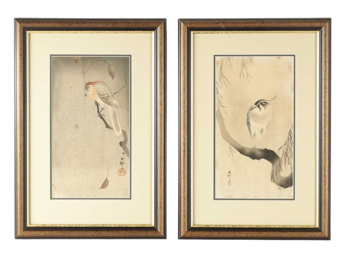 A Fine Japanese Pair of Shin-hanga Woodblock Prints, by Ohara Koson (1877–1945)