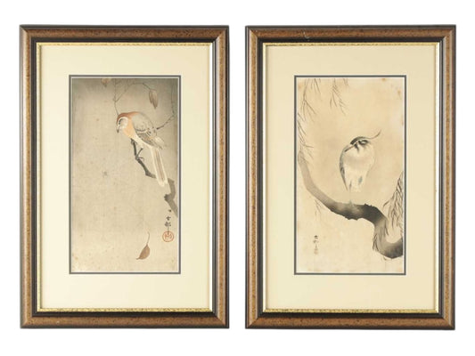 A Fine Japanese Pair of Shin-hanga Woodblock Prints, by Ohara Koson (1877–1945)