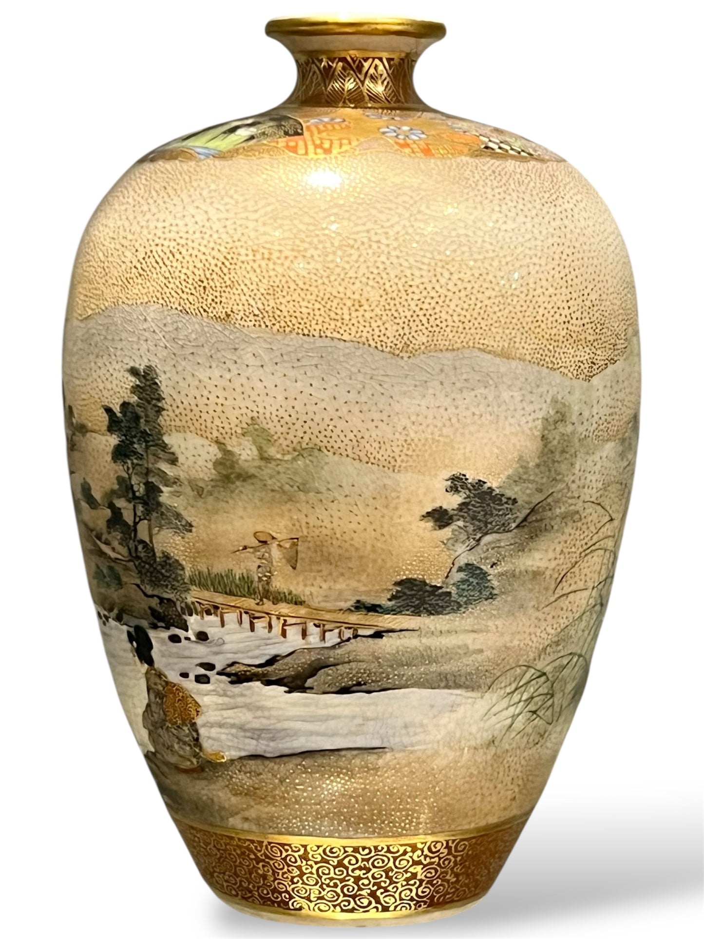 A Fine Japanese Satsuma Earthenware Vase by Hōzan.Meiji period