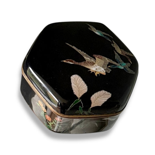 A Fine Japanese Cloisonné Enamel Hexagonal Box-Meiji Period (1868-1912).