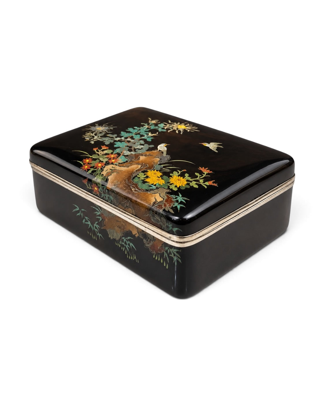A fine Japanese cloisonné enamel box and cover, in the manner of Hayashi Kodenji

Meiji period (1868–1912)