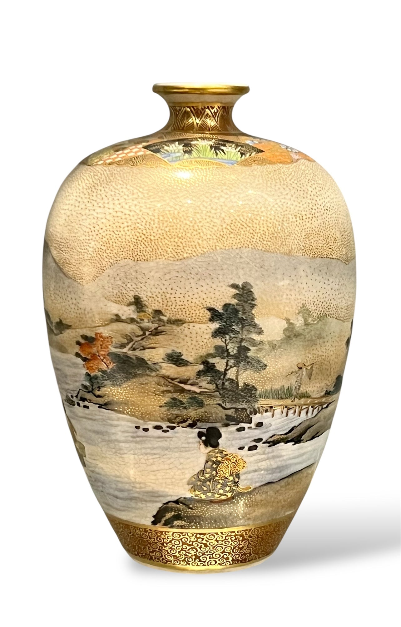 A Fine Japanese Satsuma Earthenware Vase by Hōzan.Meiji period