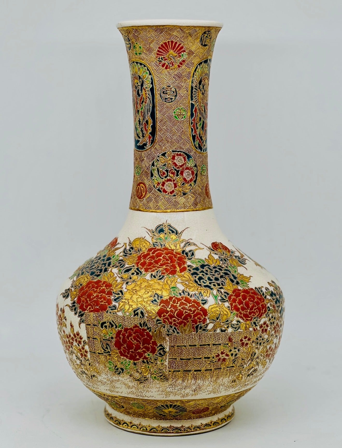 A large Imperial Satsuma earthenware vase by Tokozan,Meiji period